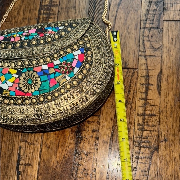 Ramla Chic Colorful Mosaic Tile Clutch or shoulder metal bag strap included - Picture 16 of 16